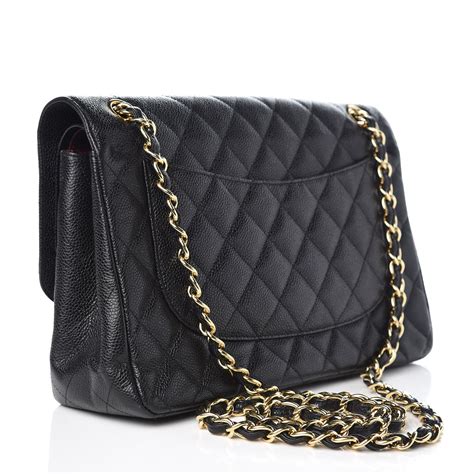 double flap chanel caviar|CHANEL Caviar Quilted Jumbo Double Flap Black.